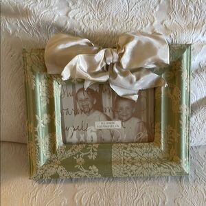Elegant Green Photo Frame with taffeta bow by DL Rhein